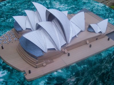 OpÃ©ra de Sydney
Un trÃ¨s beau rendu, comme toujours, la difficultÃ© rÃ©sidait comme d'habitude dans la toiture. Ce qui me rassure, apparemment ils ont eu tout autant de problÃ¨mes Ã  la construire Ã  l'Ã©poque.

