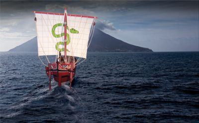 Ponto du 1er siÃ¨cle av. JC
Maquette au 1:250 de ma conception.
Le bateau file plein sud sous vent arriÃ¨re vers la plus orientale des Iles Eoliennes, Stromboli. La silhouette du volcan est caractÃ©ristique et n'a pratiquement pas changÃ©. Fin de journÃ©e calme en MÃ©diterranÃ©e. Montage Photoshop (Ã©videmment !)
