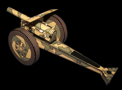 Un canon de la guerre civile espagnole
C'est une planche en A4 de marque 'MODELO', que j'ai restaurÃ©e sous Illustrator en me conformant aux couleurs de la maquette de base. J'ai ajoutÃ© un slogan sur le bouclier. Un modÃ¨le simple mais agrÃ©able Ã  monter.
Keywords: Canon