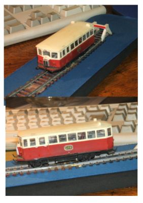 autorail renault
la carosserie est en bristol, le chassis en bois. Il fonctionne vraiment avec un moteur de petite voiture jouef. Construit vers 1990. Il ya d'autres photos mais en GIF, je les convertirai si ça vous intéresse.
